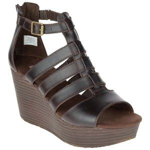 CAT-Coffee Bean Westwood Leather Wedge Sandal